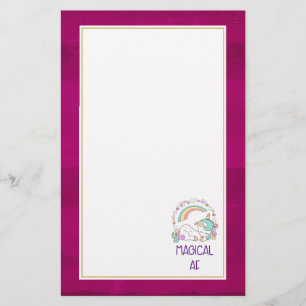 Papelaria Funny Unicorn dizendo magia AF