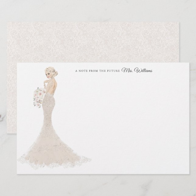 Papelaria Futuro Senhora Bride Obrigado Stationery (Frente/Verso)