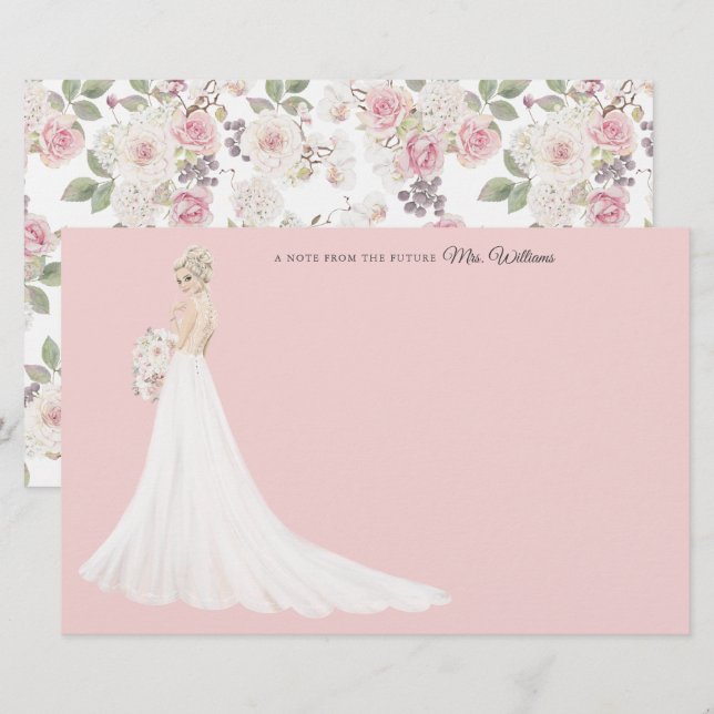 Papelaria Futuro Senhora Bride Obrigado Stationery (Frente/Verso)