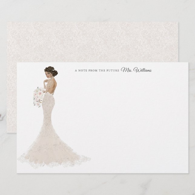 Papelaria Futuro Senhora Bride Obrigado Stationery (Frente/Verso)