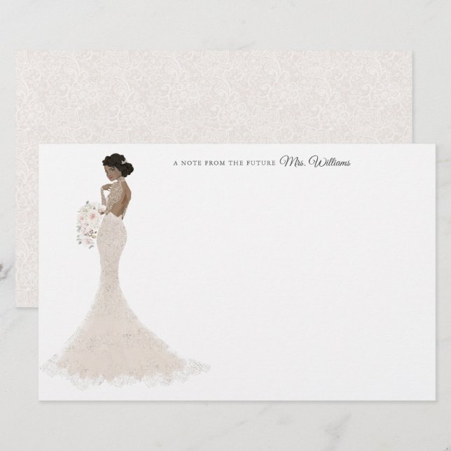 Papelaria Futuro Senhora Bride Obrigado Stationery (Frente/Verso)
