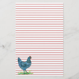 Papelaria Galinha Blue Hen Aquarela Com Linhas Vermelhas