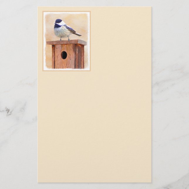 Papelaria Galinha em Birdhouse Pintura Original de Pássaros (Frente)