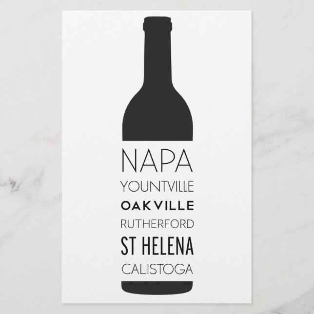 Papelaria Garrafa de vinho das cidades de Napa Valley (Frente)