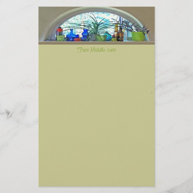 Papelaria Garrafas De Vidro Plantas Em Aquarela (Frente)