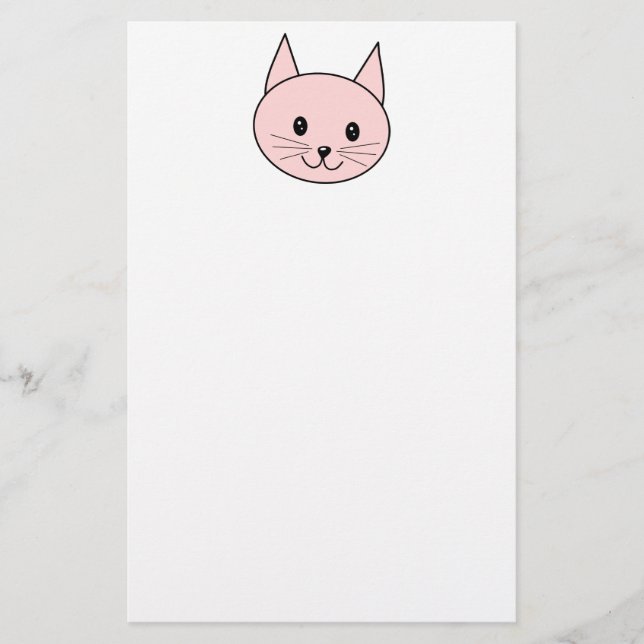 Papelaria Gato cor-de-rosa bonito (Frente)