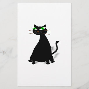 Papelaria Gato De Gordura Preto Com Olhos Verdes