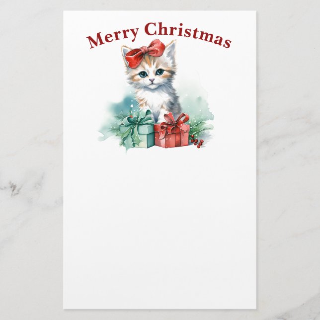 Papelaria Gato de Natal bonito (Frente)