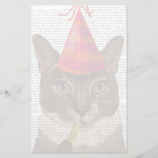 Papelaria Gato de Tortoisinferno com Chapéu de Festa (Frente)
