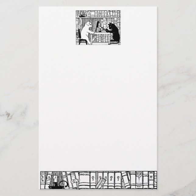 Papelaria Gato e Cão na Biblioteca (Frente)