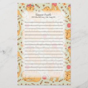 Papelaria Gatos Amarelos Cutos Personalizados
