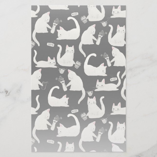 Papelaria Gatos ruins batendo as coisas, Gatos brancos em pr (Frente)