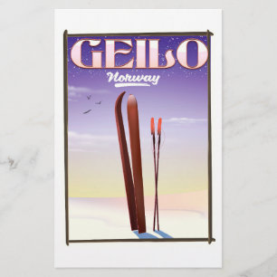 Papelaria Geilo, poster de viagens do esqui de Noruega