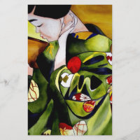 Geisha com quimono verde-oliva