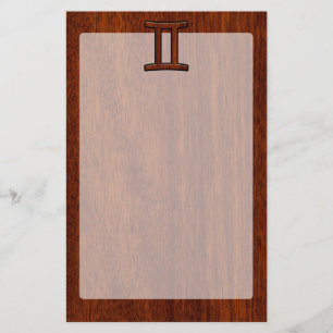 Papelaria Gemini Zodiac - Sinal de Mahogany Wood Style