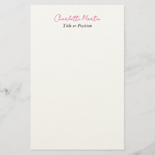 Papelaria Gerente Chefe Consultor Branco Rosa Profissional