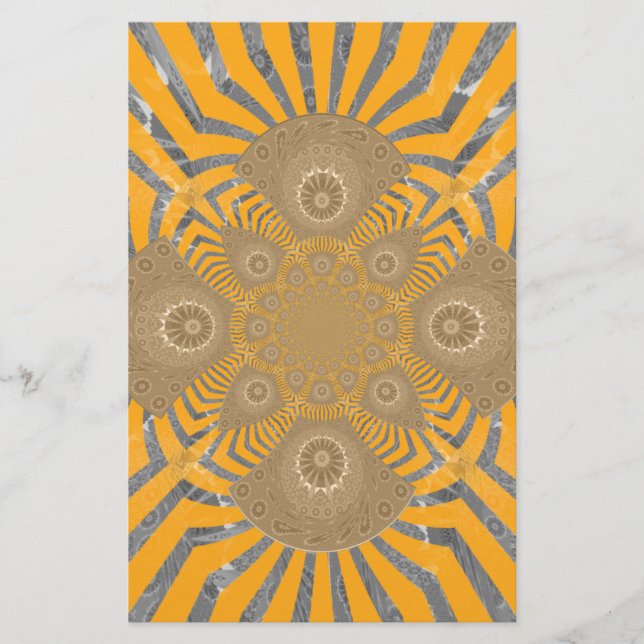 Papelaria Gilded Zephyr: Elegância em amarelo Ouro e cromo (Frente)