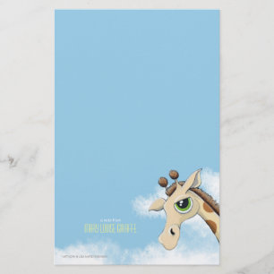 Papelaria Girafa no papel de nota de Personalizable das
