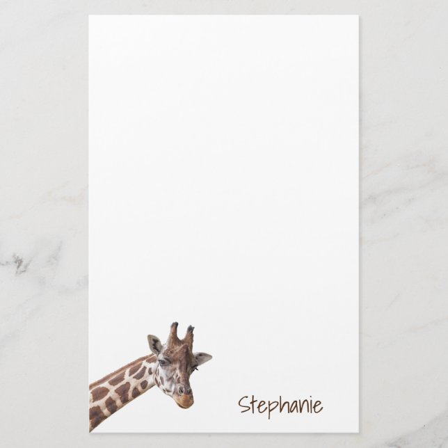 Papelaria Giraffe Safari Animal Personalizado Nome (Frente)