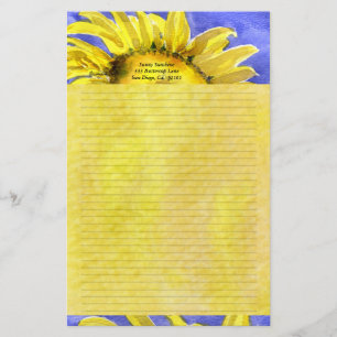 Papelaria Girassol 2 Papel de carta personalizado por aquare