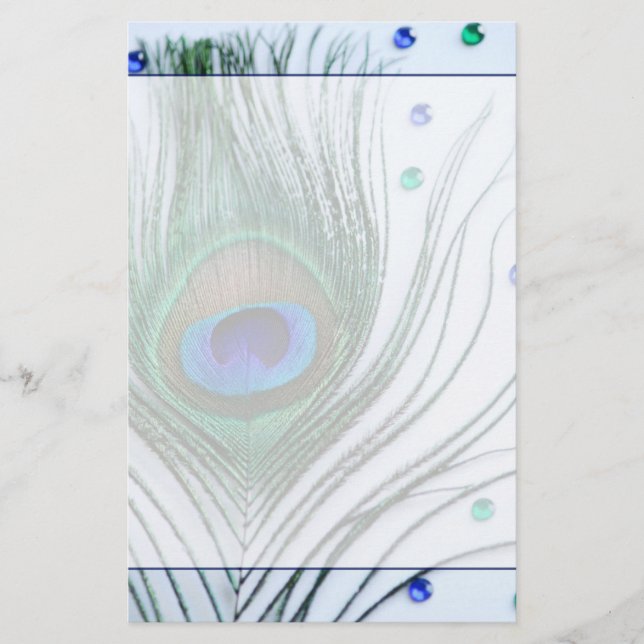 Papelaria Glam Peacock Feather Blue (Frente)