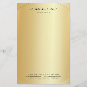 Papelaria Glamor Faux Personalizado Moderno Elegante Dourado