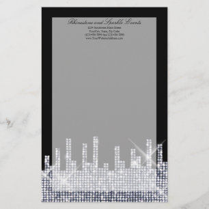 Papelaria Glamor Preto/Prateado com Glittery Personalizado