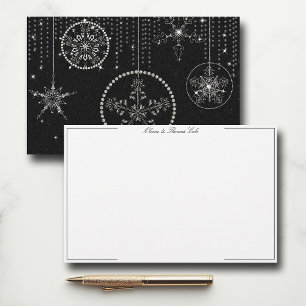 Papelaria Glitter Snowflakes Black White Elegant Chic