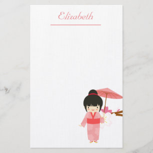 Papelaria Glossom Geisha, Flor de Cereja, cor-de-rosa, branc