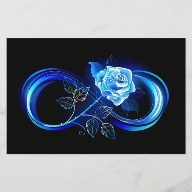 Papelaria Glowing infinity with blue rose (Frente)