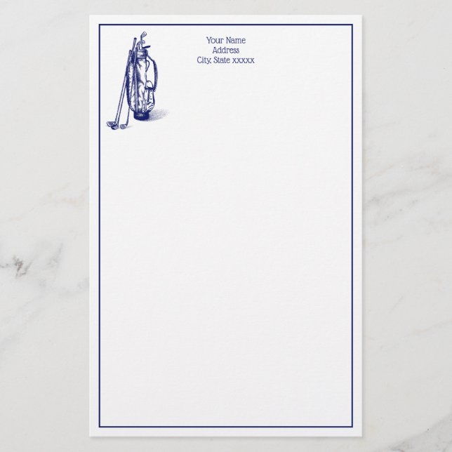 Papelaria Golf Bag Golf Clusters Azul (Frente)