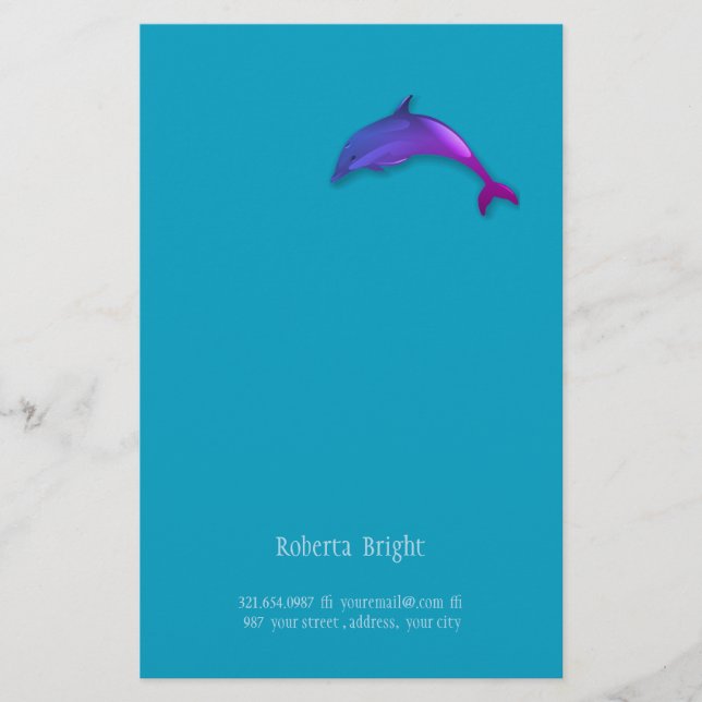 Papelaria Golfinho gráfico bonito no roxo cor-de-rosa (Frente)