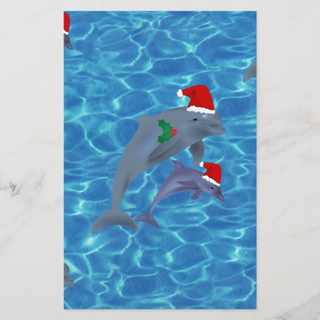 Papelaria golfinhos-de-santa-claus (Frente)