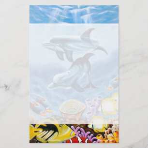 Papelaria Golfinhos e Arte de Peixes Tropicais