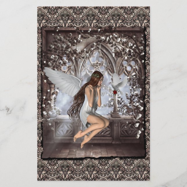 Papelaria Gothic Angel e sua pomba (Frente)