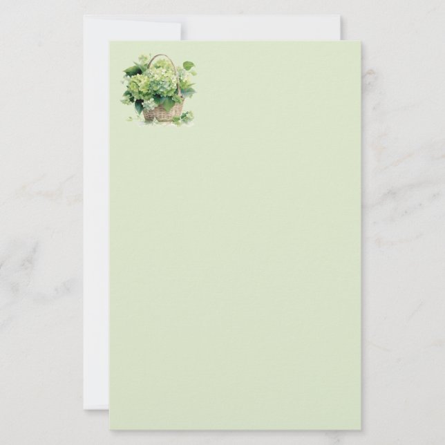 Papelaria Green Hydrangea Stationery Paper (Frente)