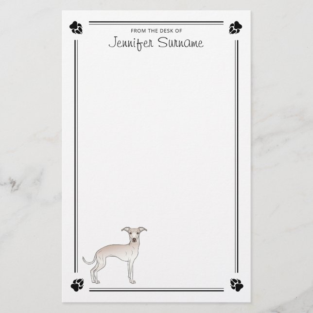 Papelaria Greyhound Italiano Creme Com Patas E Texto Persona (Frente)