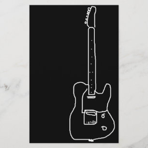 Papelaria guitarra preta e branca