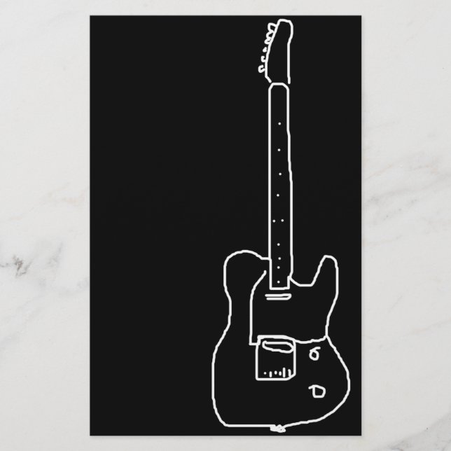 Papelaria guitarra preta e branca (Frente)