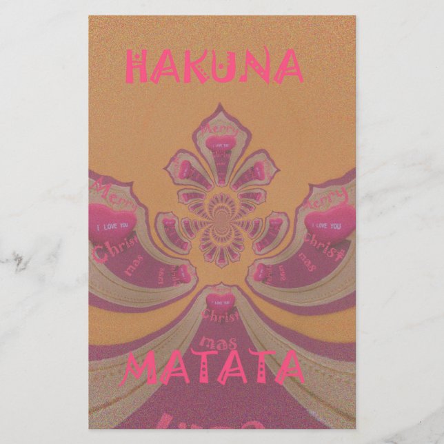 Papelaria Hakuna Matata Feliz design de corações de Natal (Frente)