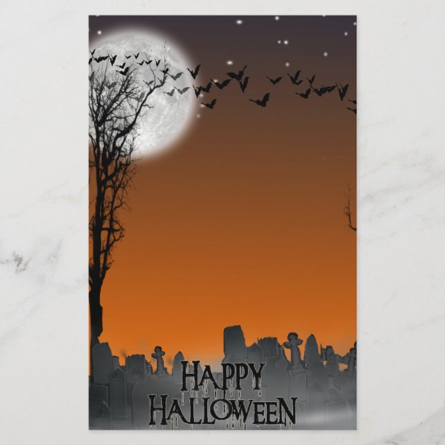Papelaria Halloween Graveyard Scene Silhouette (Frente)