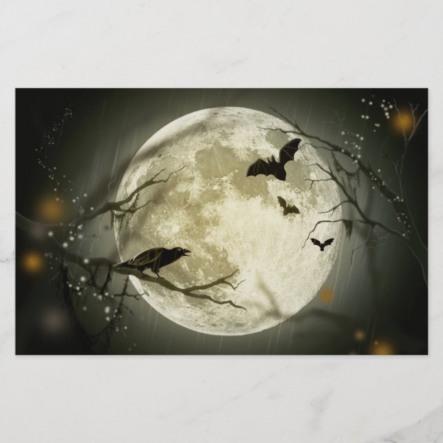 Papelaria Halloween Moon Spooky Crows (Frente)