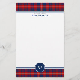 Papelaria Hamilton Clan Red e Blue Tartan Monogramas