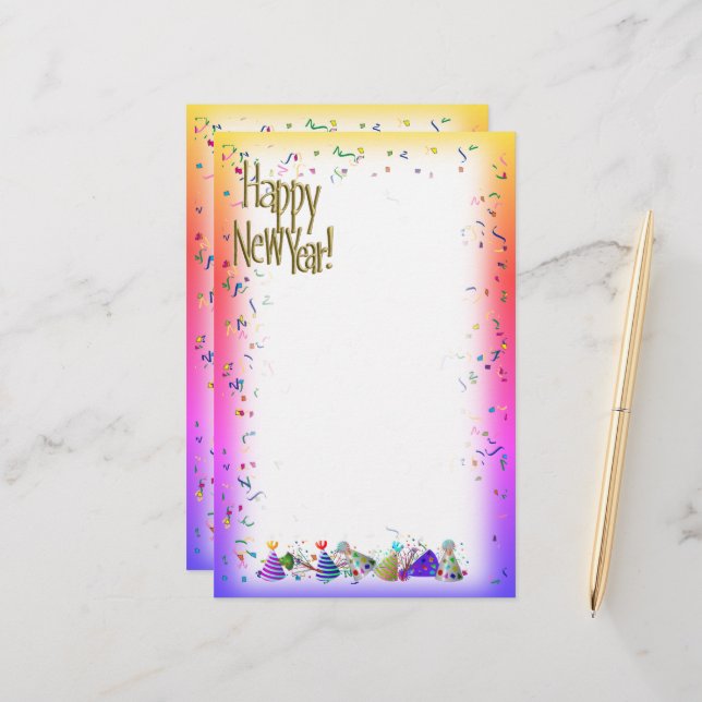 Papelaria HAPPY NEW YEAR New Year's Stationery (Frente/Verso In Situ)