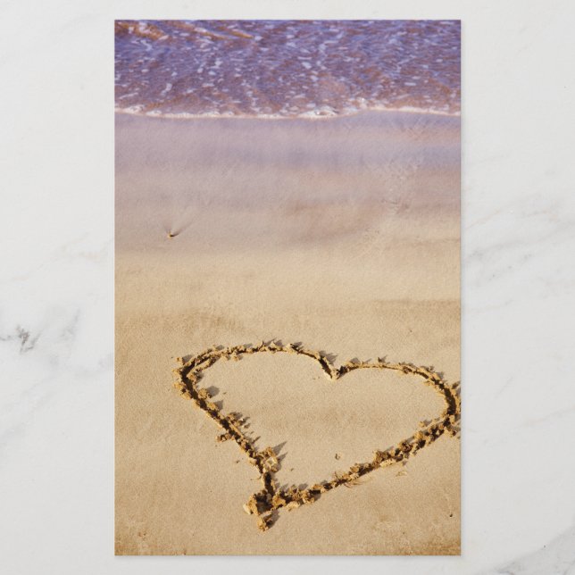 Papelaria Heart Sand Beach Ocean Romantic Namorados - Person (Frente)
