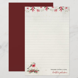 Papelaria Hearthlight Notas Robin de Inverno Personalizado