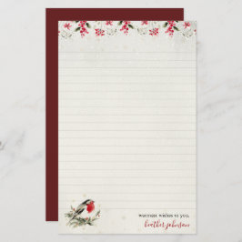 Papelaria Hearthlight Notes Winter Robin Bird Personalized