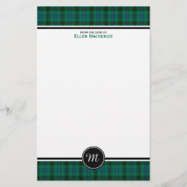 Papelaria Henderson Clan Tartan Green e Blue Monograma