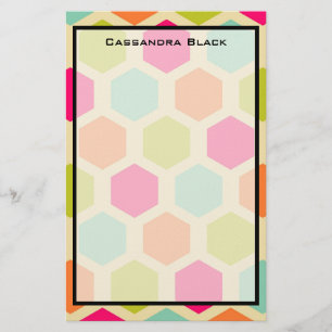 Papelaria Hexagon Shapes in Vintage Colors Pattern