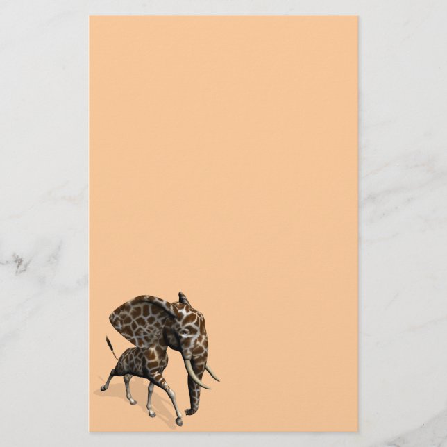 Papelaria Híbrido Estranho de Elefante e Girafa (Frente)